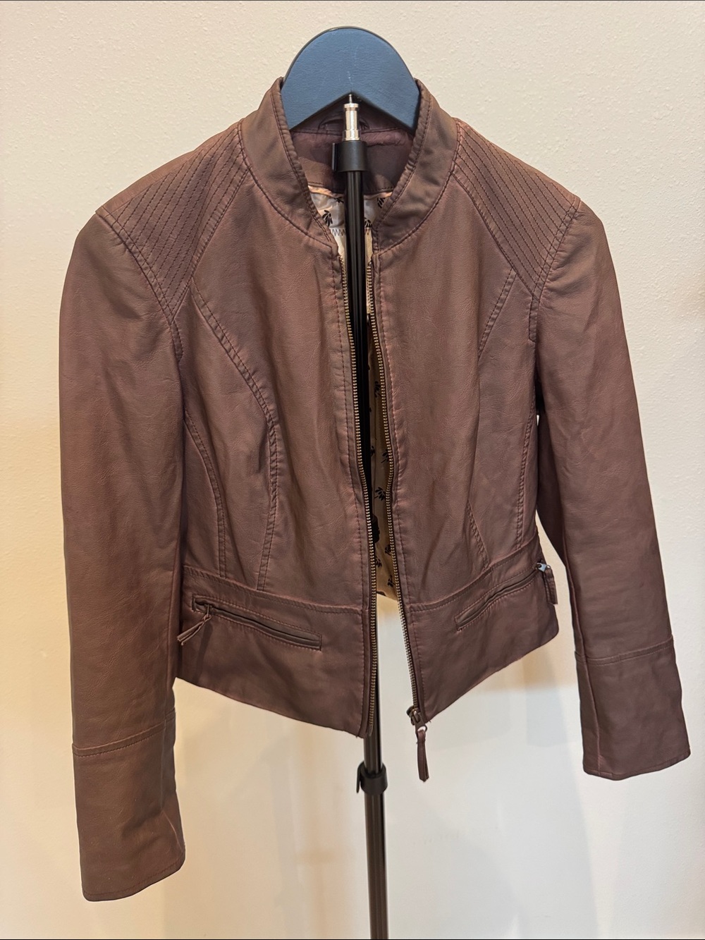 Women’s Brown Leather Jacket - Tailored Zip Front